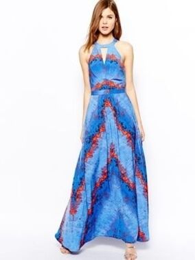 Warehouse Lava Print Maxi Dress, Size 4